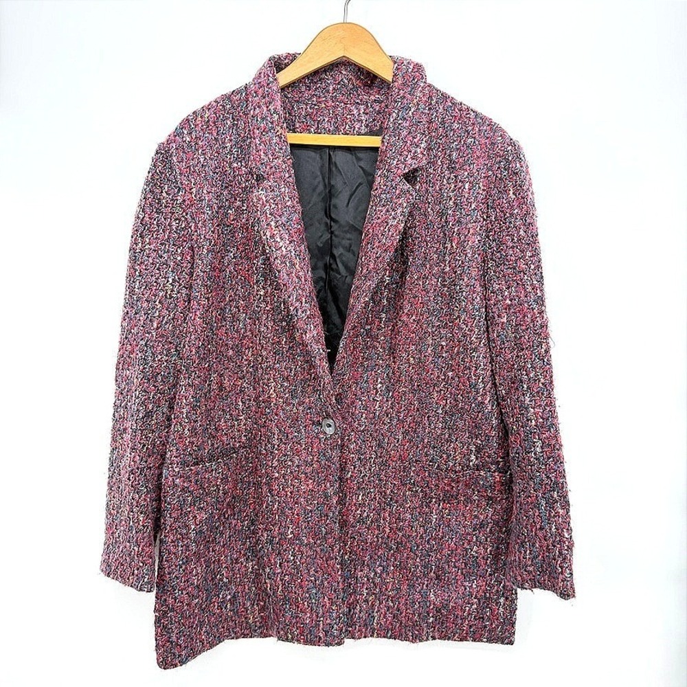 Colorful Tweed Career Blazer Jacket Textured Professional‎ Lightweight Size 12